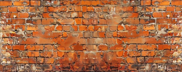 texture of an aged brick wall with flaking orange paint, symbolizing decay and the passage of time