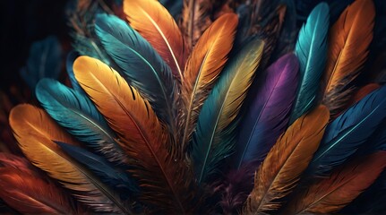 Feathered Beauty: Captivating Colors in Nature: colorful feathers background ai