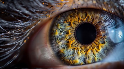 Macro photograph of a human eye. Capture the intricate details of the iris. - obrazy, fototapety, plakaty