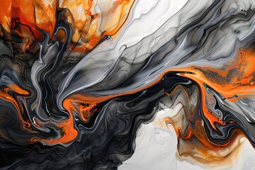 A modern abstract painting blending gray and orange hues for a striking wall art piece