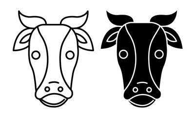 Farming Cow and Cattle Breed Icons. Livestock and Agricultural Animal Symbols