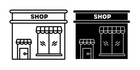 Local Marketplace and Storefront Icons. Small Business and Retail Symbols