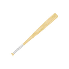 baseball bat flat design vector illustration isolated on white background. Decorative design element, baseball bat, tool to hit ball, American sport game. wood baseball stick.