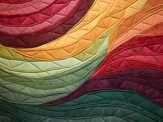 an abstract quilt made of burgundy and green colors, in the style of naturalistic landscape backgrounds