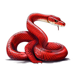 Fototapeta premium red snake clipart on a white background сreated with Generative Ai