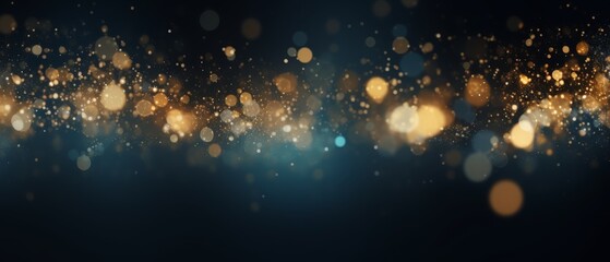 Glamorous Dark Blue and Gold Particles Background, Elegant Modern Design for Visual Projects - obrazy, fototapety, plakaty