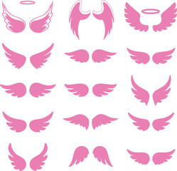 set of pink and white wings