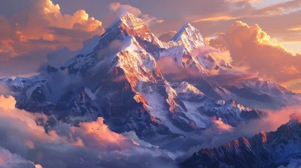 Photo sur Plexiglas Couleur saumon landscape view of the Himalayas in Tibetan plateau under sunset light
