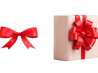 Gift box with ribbon isolated on Transparent Background