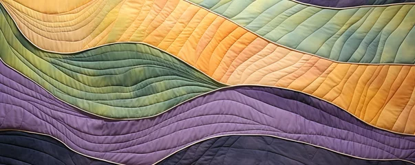Foto auf Acrylglas an abstract quilt made of lilac and green colors, in the style of naturalistic landscape backgrounds © Lenhard