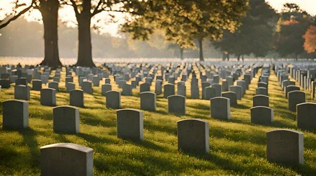 graveyard scene in the morning with tombstones
