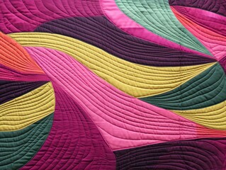 an abstract quilt made of magenta and green colors, in the style of naturalistic landscape backgrounds