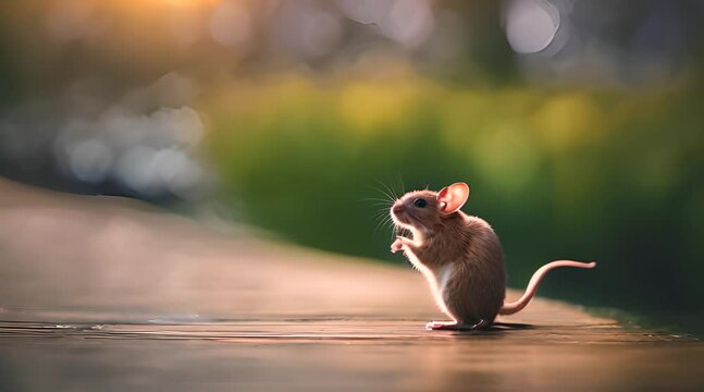 A cute mouse standing against a blurred background, the concept of world mouse day