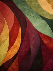 Tuinposter an abstract quilt made of maroon and green colors, in the style of naturalistic landscape backgrounds © Lenhard