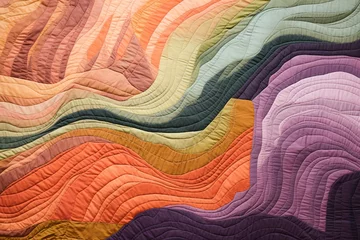  an abstract quilt made of purple and green colors, in the style of naturalistic landscape backgrounds © Lenhard