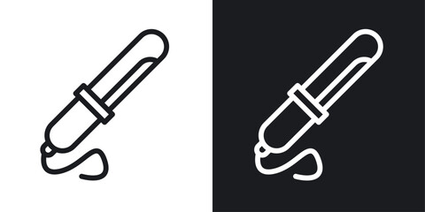 Curling Iron and Hair Styler Icons. Symbols for Hairdressing Tools and Salon Equipment. - obrazy, fototapety, plakaty