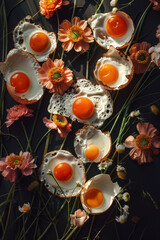 a group of flowers where all of their flowers are actually fried eggs