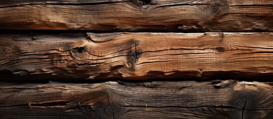 Wooden background. Old wooden planks with knots and nail holes - obrazy, fototapety, plakaty