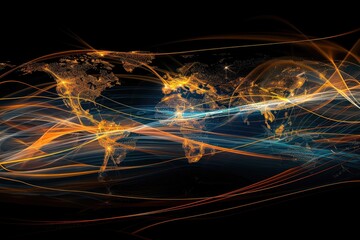 An image depicting a global world graphic background, symbolizing the concept of a dynamic and interconnected global world. 
