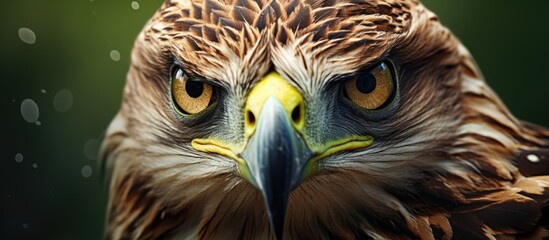 Detailed view of a bird's face showing vibrant and multicolored feathers, showcasing its intricate beauty and natural features