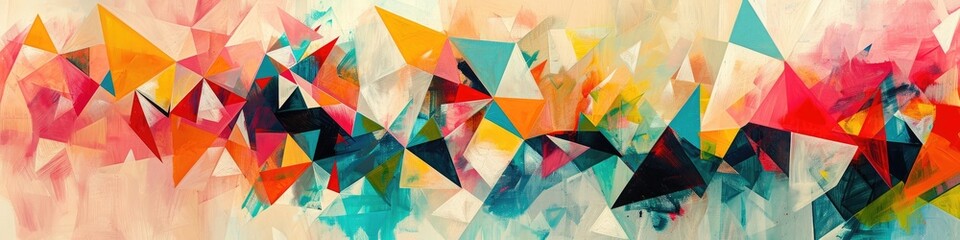 An abstract masterpiece emerges with a rhythmic dance of triangles against a smooth, solid-colored canvas. The expansive copy space encourages imaginative additions or text overlays.