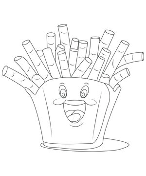 Naklejki Simple and funny foods and snacks coloring page for kids.