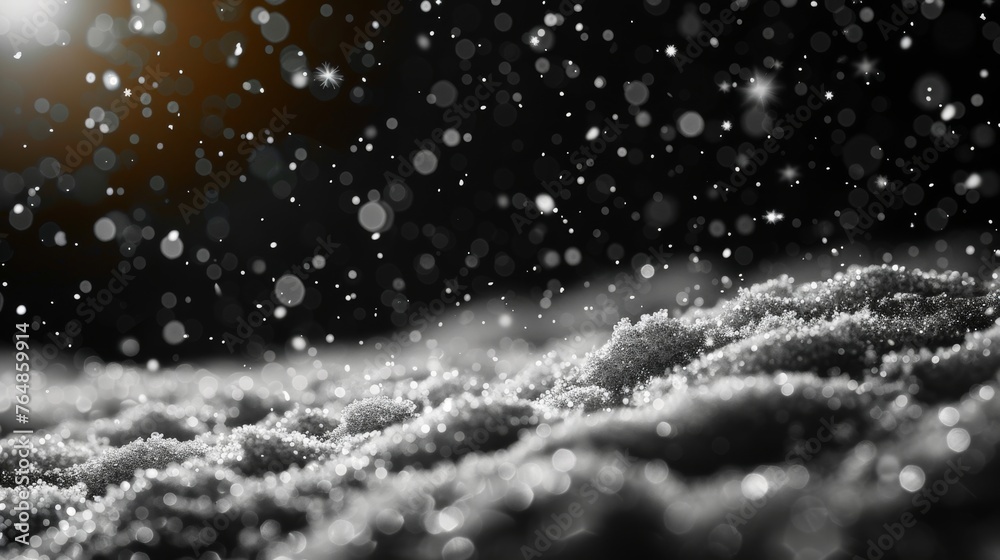 Poster beautiful shining christmas snow falling on transparent background. snowflakes in various shapes and