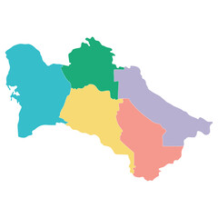 Obraz premium Turkmenistan map. Map of Turkmenistan in administrative provinces in multicolor