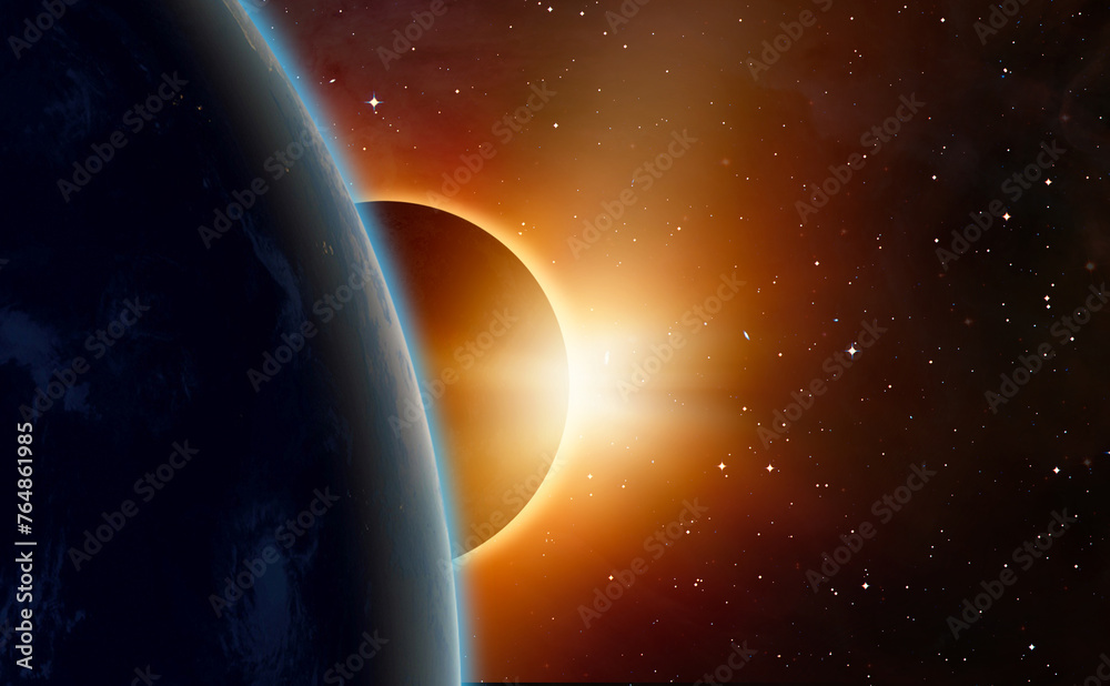 Leinwandbilder Solar Eclipse over the planet Earth 