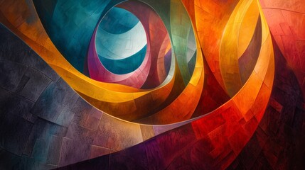 Abstract swirls intertwining in a vivid dance of colors on a dark backdrop.
