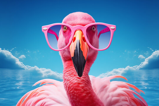 pink flamingo with pink glasses