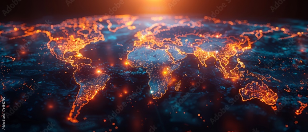 Aufkleber handshake of businessman with effect global world map network link and graph chart of stock market g