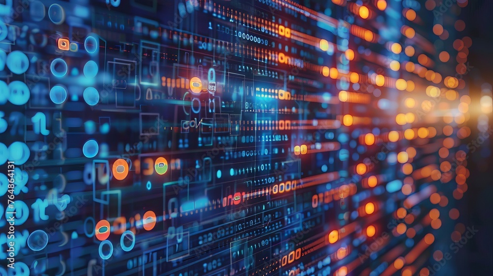 Leinwandbilder System engineering. Binary code. Programming. Digital transformation concept.