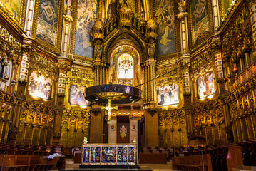 Fototapeta na wymiar Interior of the Montserrat Basilic in Catalonia Spain