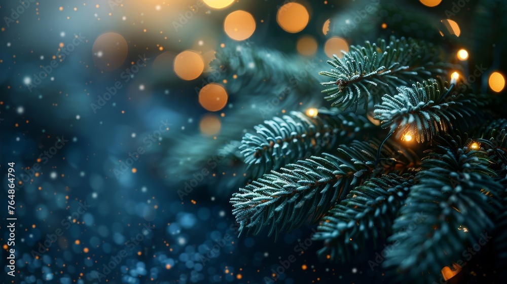 Leinwandbilder an abstract christmas card with a branch of fir tree. low poly style. abstract geometric background.