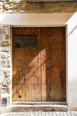 Old door in the medieval catalan town of Solsona in Catalonia, spain