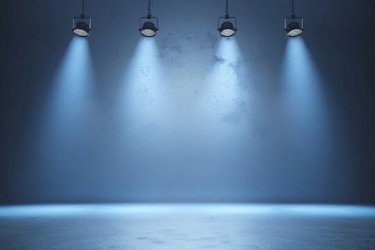 blue spotlight background with lamps. generative ai.