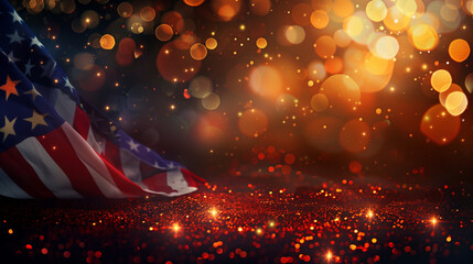 American flag and bokeh background, Independence day of America, 4 of july happy independence day, labor day, Memorial Day, National American flag, United States Flag, 4th July national holiday, Ai 