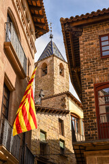 Old street view of the medieval catalan town of Solsona in Catalunya, spain