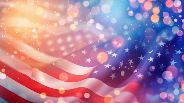 abstract background with bokeh, united states of america Flag, independence day of America, Memorial Day, 4th of July happy independence day, american independence day, labor day, Ai