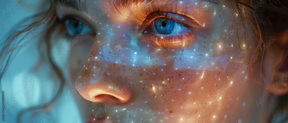 Aufkleber facial recognition concept. biometrics. security system.