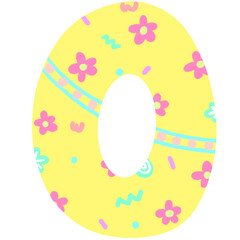 Numbers of easter pastel font png hand drawn