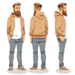 Hipster man in casual clothes. Vector illustration in cartoon style