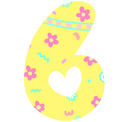 Numbers of easter pastel font png hand drawn