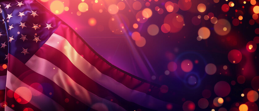 bokeh background with copy space for american celebration, USA flag background, united states of america Flag,4th of July happy independence day, american independence day, Ai 