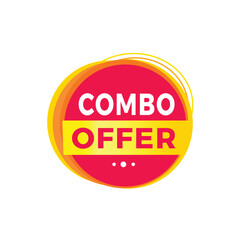 Combo offer red label icon for announcement, advertising, vector. Flat design template for banner.