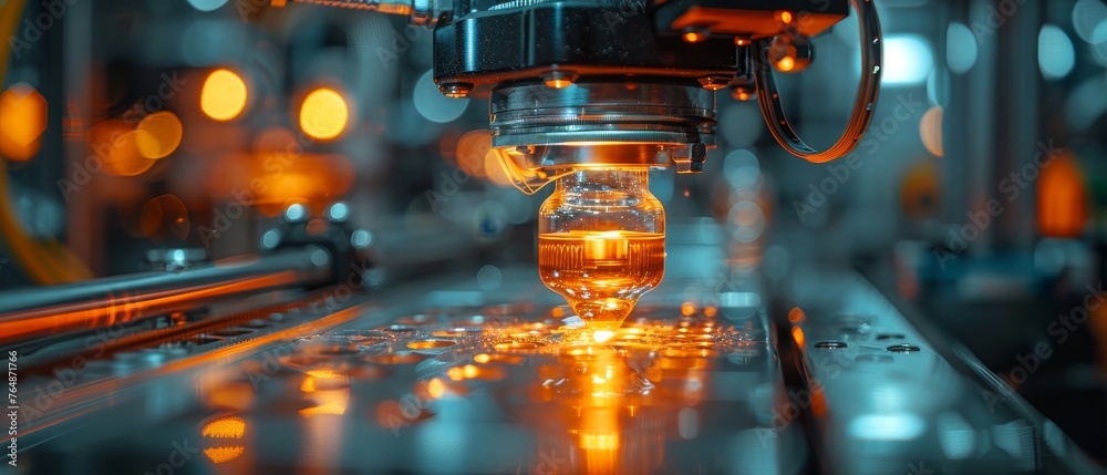 Fototapete Additive manufacturing technology using a 3D printer and robotic automation.