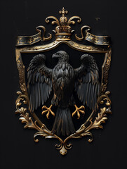 coat of arms with black eagle spread wings - fantasy - generative ai