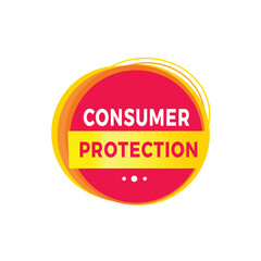 Consumer protection red label icon for announcement, advertising, vector. Flat design template for banner.