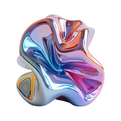 Holographic abstract 3D shape. Isolated illustration with transparent background.